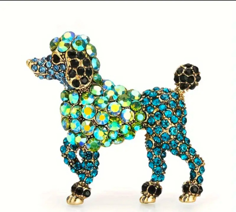 Elegancka Broszka Pies Pudel z Cyroniami