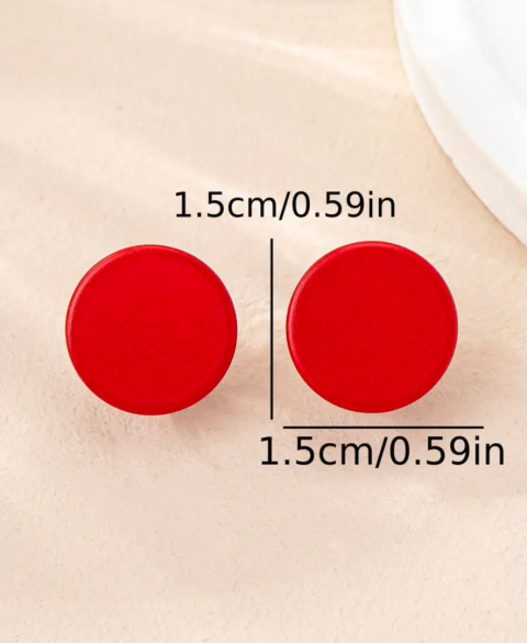 Eleganckie czrwone okrągłe klipsy