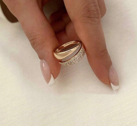 ZŁOTY REGULOWANY PIERŚCIONEK Z CYRKONIAMI